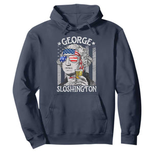 Funny 4th of July George Sloshington Washington Hoodie Retro America Flag TS10 Navy Print Your Wear