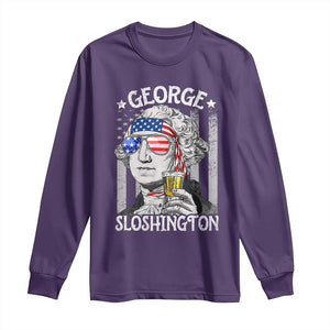 Funny 4th of July George Sloshington Washington Long Sleeve Shirt Retro America Flag TS10 Purple Print Your Wear