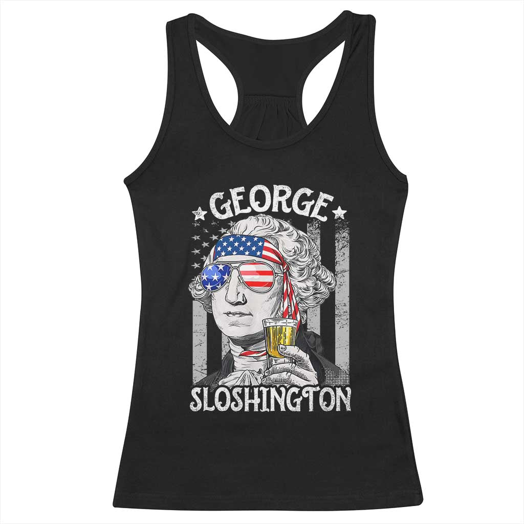 Funny 4th of July George Sloshington Washington Racerback Tank Top Retro America Flag TS10 Black Print Your Wear