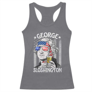 Funny 4th of July George Sloshington Washington Racerback Tank Top Retro America Flag TS10 Charcoal Print Your Wear