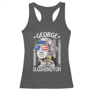 Funny 4th of July George Sloshington Washington Racerback Tank Top Retro America Flag TS10 Dark Heather Print Your Wear