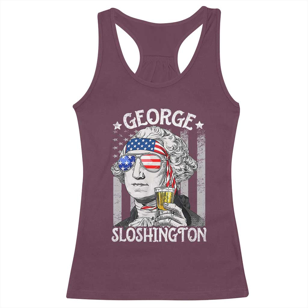 Funny 4th of July George Sloshington Washington Racerback Tank Top Retro America Flag TS10 Maroon Print Your Wear