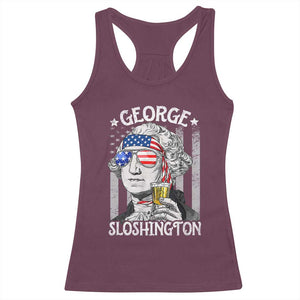 Funny 4th of July George Sloshington Washington Racerback Tank Top Retro America Flag TS10 Maroon Print Your Wear