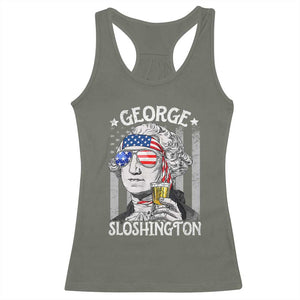 Funny 4th of July George Sloshington Washington Racerback Tank Top Retro America Flag TS10 Military Green Print Your Wear