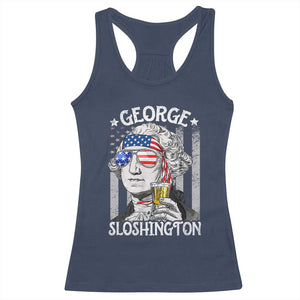 Funny 4th of July George Sloshington Washington Racerback Tank Top Retro America Flag TS10 Navy Print Your Wear