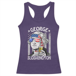 Funny 4th of July George Sloshington Washington Racerback Tank Top Retro America Flag TS10 Purple Print Your Wear