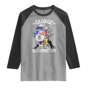 Funny 4th of July George Sloshington Washington Raglan Shirt Retro America Flag TS10 Sport Gray Black Print Your Wear