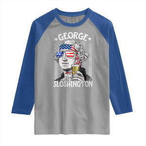 Funny 4th of July George Sloshington Washington Raglan Shirt Retro America Flag TS10 Sport Gray Royal Print Your Wear