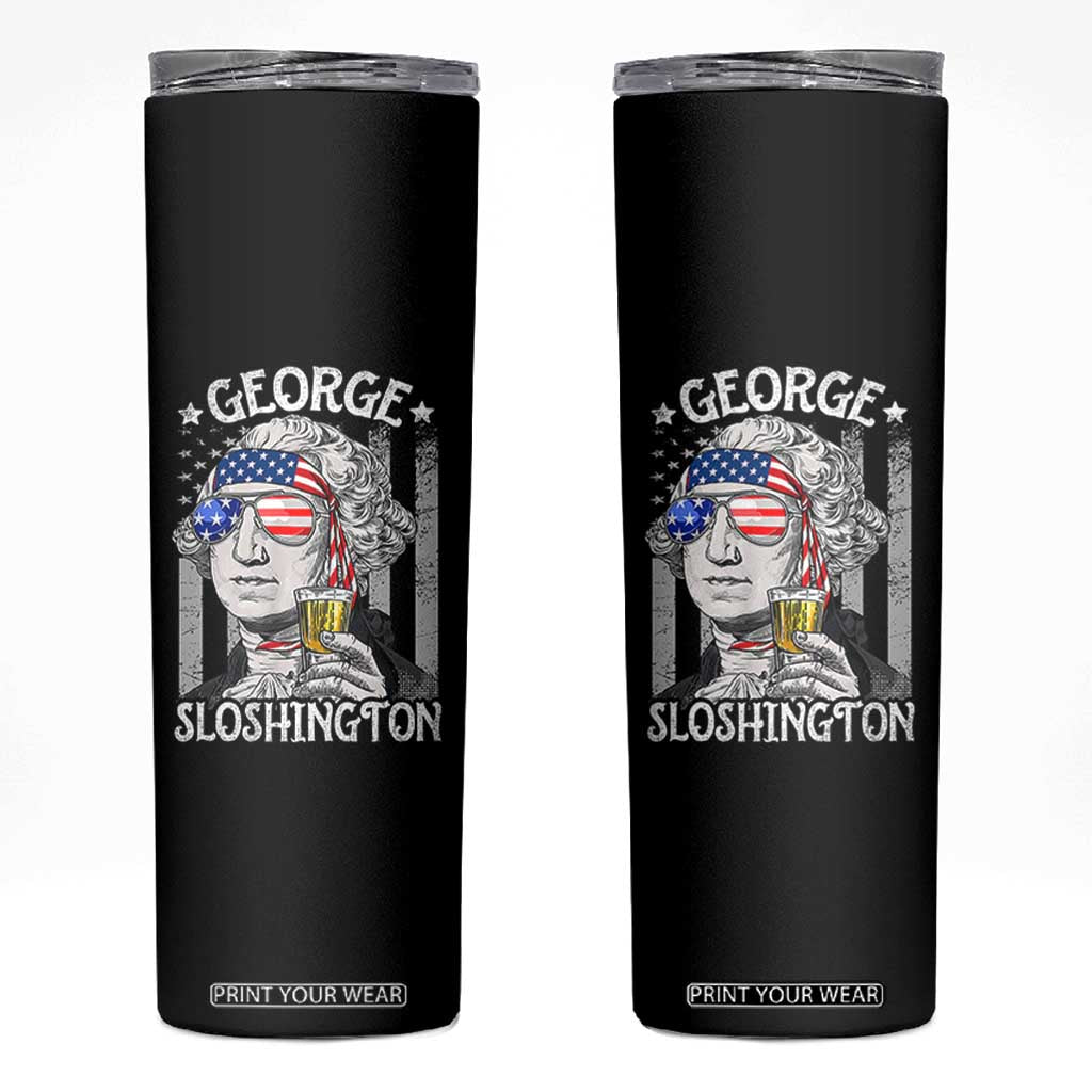 Funny 4th of July George Sloshington Washington Skinny Tumbler Retro America Flag TS10 Black Print Your Wear