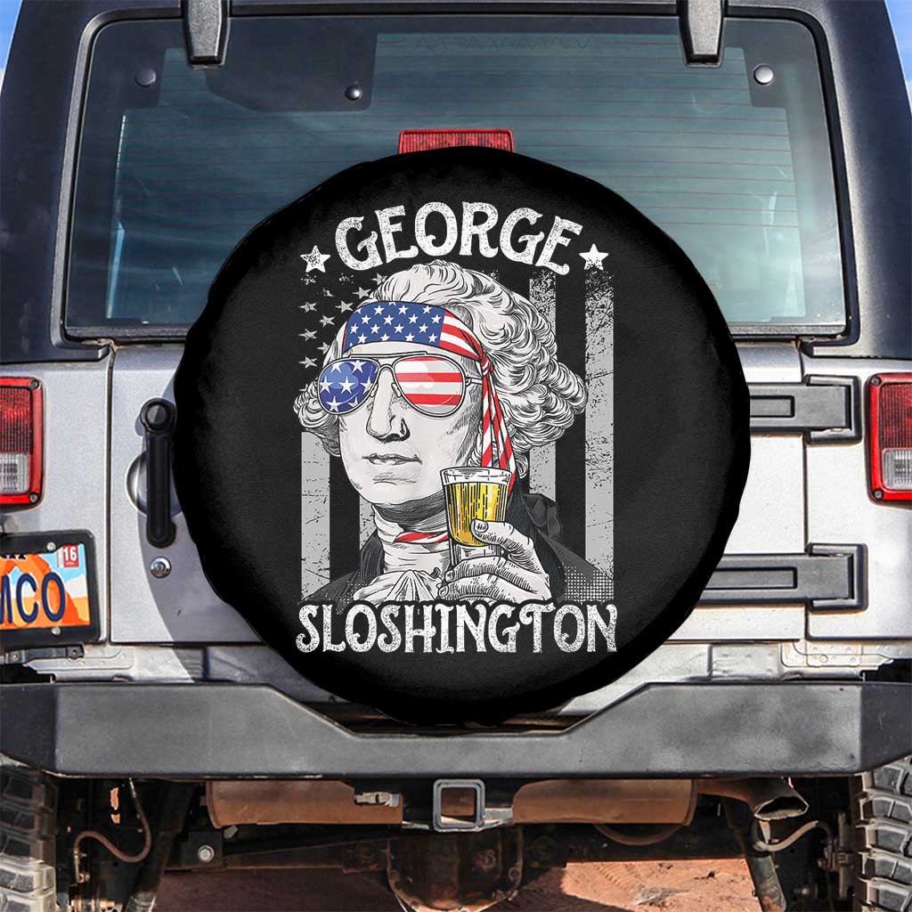 Funny 4th of July George Sloshington Washington Spare Tire Cover Retro America Flag TS10 No hole Black Print Your Wear