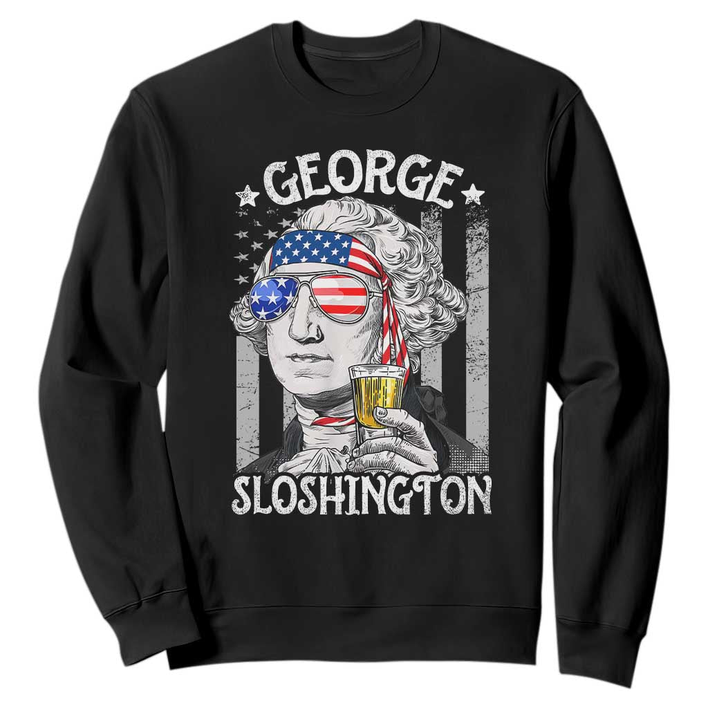 Funny 4th of July George Sloshington Washington Sweatshirt Retro America Flag TS10 Black Print Your Wear