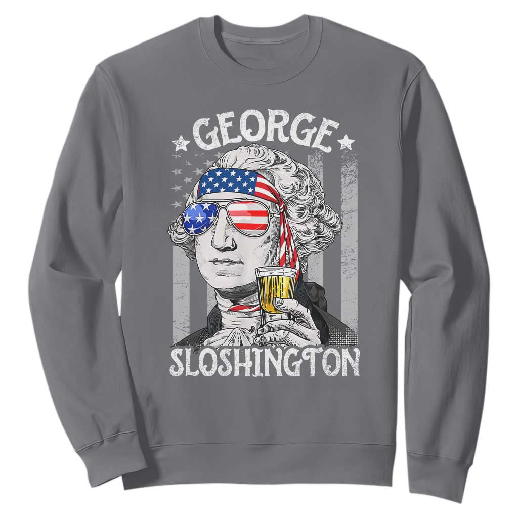 Funny 4th of July George Sloshington Washington Sweatshirt Retro America Flag TS10 Charcoal Print Your Wear