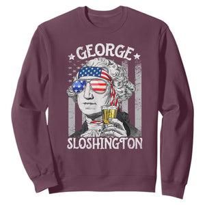 Funny 4th of July George Sloshington Washington Sweatshirt Retro America Flag TS10 Maroon Print Your Wear