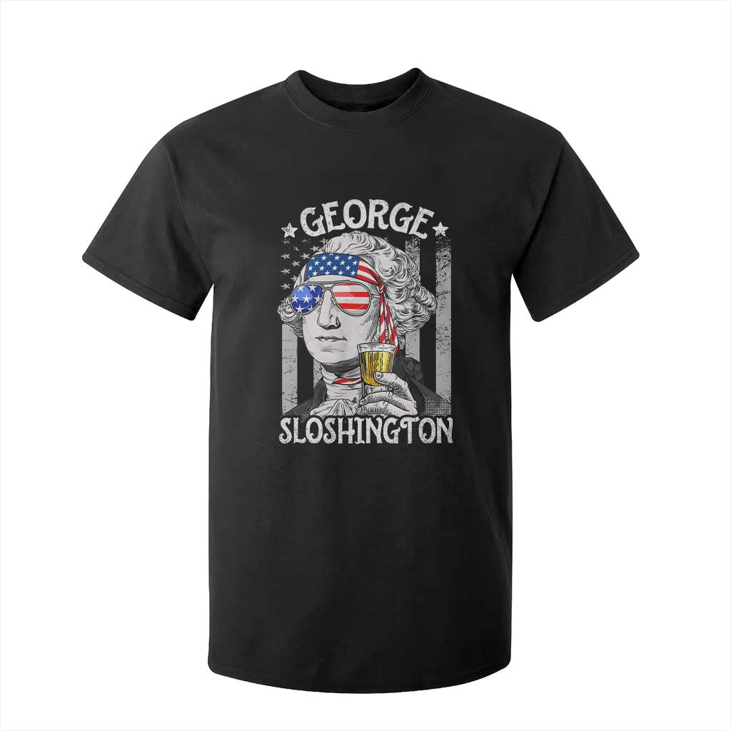 Funny 4th of July George Sloshington Washington T Shirt For Kid Retro America Flag TS10 Black Print Your Wear