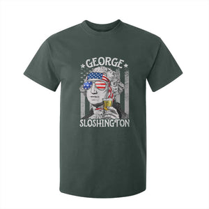 Funny 4th of July George Sloshington Washington T Shirt For Kid Retro America Flag TS10 Dark Forest Green Print Your Wear