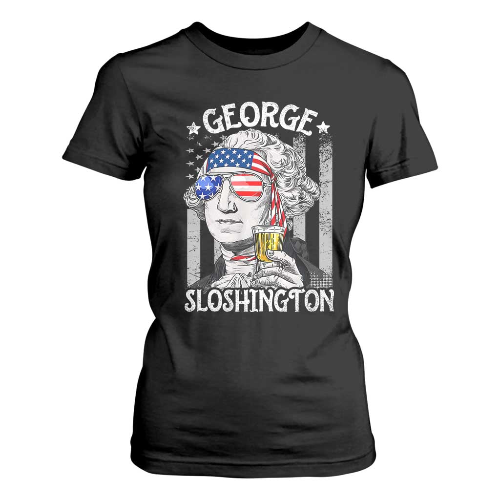 Funny 4th of July George Sloshington Washington T Shirt For Women Retro America Flag TS10 Black Print Your Wear