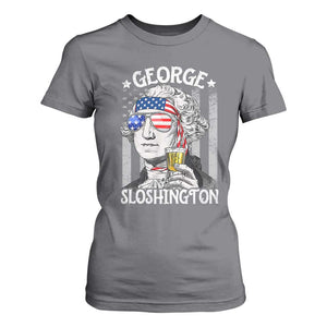 Funny 4th of July George Sloshington Washington T Shirt For Women Retro America Flag TS10 Charcoal Print Your Wear
