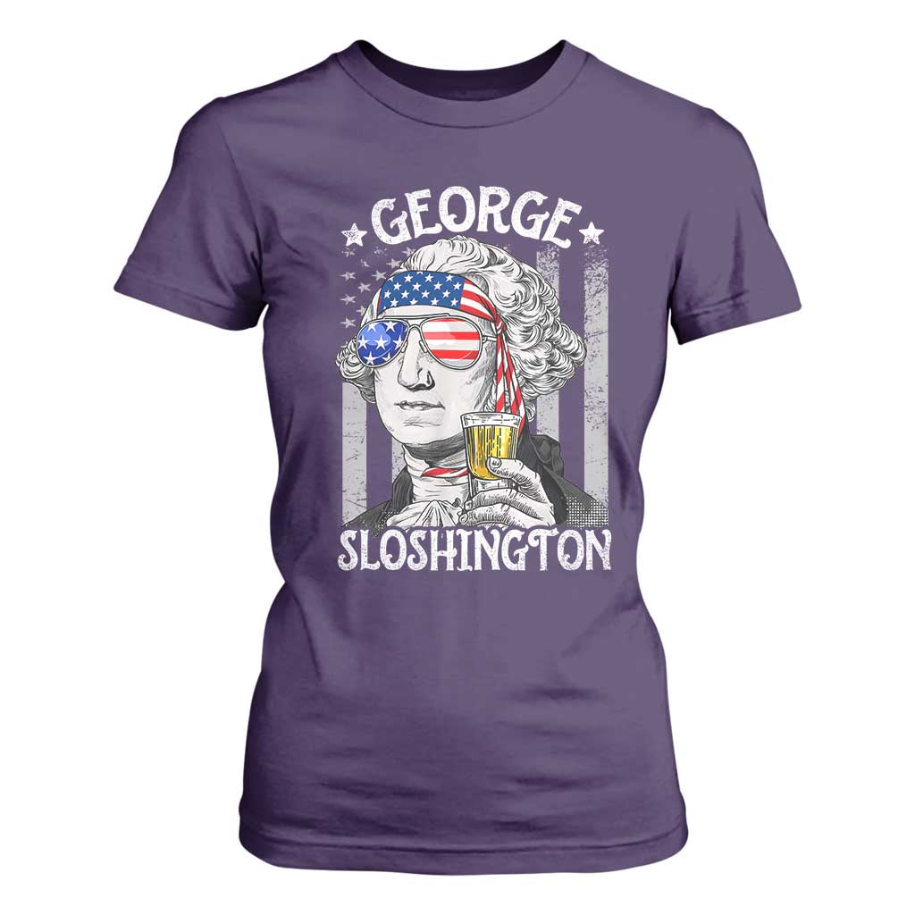 Funny 4th of July George Sloshington Washington T Shirt For Women Retro America Flag TS10 Purple Print Your Wear