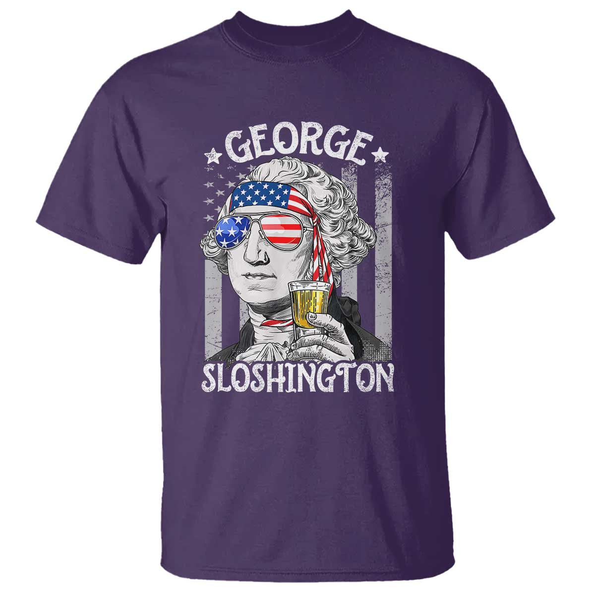 Funny 4th of July George Sloshington Washington T Shirt Retro America Flag TS10 Purple Print Your Wear