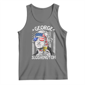 Funny 4th of July George Sloshington Washington Tank Top Retro America Flag TS10 Black Heather Print Your Wear