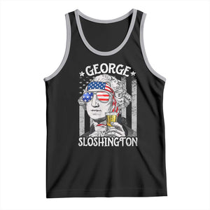 Funny 4th of July George Sloshington Washington Tank Top Retro America Flag TS10 Black Athletic Heather Print Your Wear
