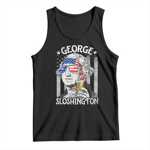 Funny 4th of July George Sloshington Washington Tank Top Retro America Flag TS10 Black Print Your Wear