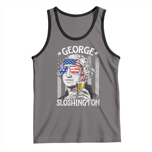 Funny 4th of July George Sloshington Washington Tank Top Retro America Flag TS10 Deep Heather Black Print Your Wear