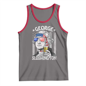 Funny 4th of July George Sloshington Washington Tank Top Retro America Flag TS10 Deep Heather Red Print Your Wear