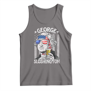 Funny 4th of July George Sloshington Washington Tank Top Retro America Flag TS10 Deep Heather Print Your Wear