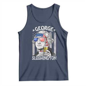 Funny 4th of July George Sloshington Washington Tank Top Retro America Flag TS10 Navy Print Your Wear