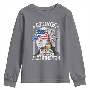 Funny 4th of July George Sloshington Washington Youth Sweatshirt Retro America Flag TS10 Charcoal Print Your Wear