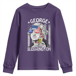 Funny 4th of July George Sloshington Washington Youth Sweatshirt Retro America Flag TS10 Purple Print Your Wear