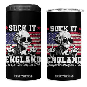 Funny 4th of July George Washington 4 in 1 Can Cooler Tumbler Suck It England 1776 TS10 One Size: 16 oz Black Print Your Wear