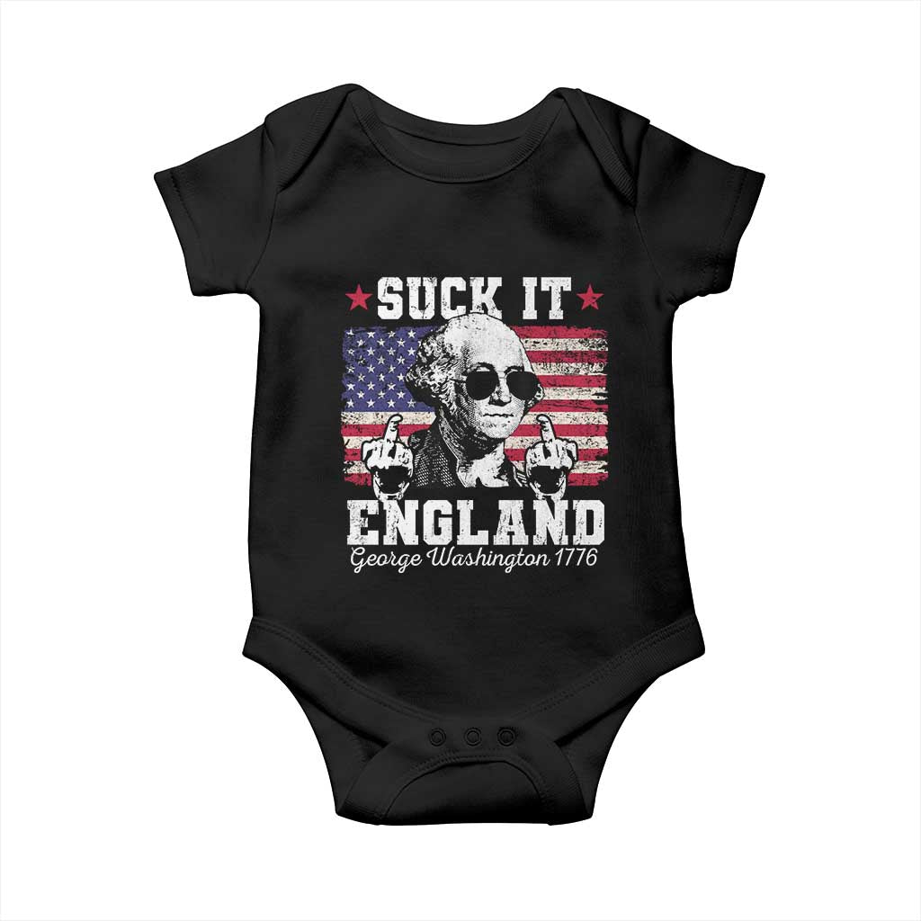 Funny 4th of July George Washington Baby Onesie Suck It England 1776 TS10 Black Print Your Wear