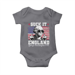 Funny 4th of July George Washington Baby Onesie Suck It England 1776 TS10 Charcoal Print Your Wear