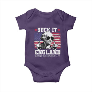 Funny 4th of July George Washington Baby Onesie Suck It England 1776 TS10 Purple Print Your Wear