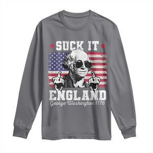 Funny 4th of July George Washington Long Sleeve Shirt Suck It England 1776 TS10 Charcoal Print Your Wear