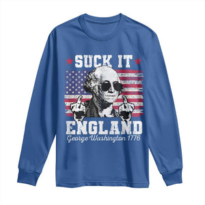 Funny 4th of July George Washington Long Sleeve Shirt Suck It England 1776 TS10 Royal Blue Print Your Wear