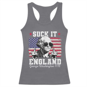 Funny 4th of July George Washington Racerback Tank Top Suck It England 1776 TS10 Charcoal Print Your Wear