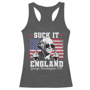 Funny 4th of July George Washington Racerback Tank Top Suck It England 1776 TS10 Dark Heather Print Your Wear