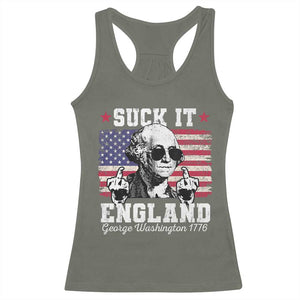 Funny 4th of July George Washington Racerback Tank Top Suck It England 1776 TS10 Military Green Print Your Wear