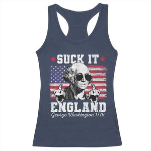 Funny 4th of July George Washington Racerback Tank Top Suck It England 1776 TS10 Navy Print Your Wear
