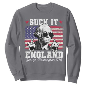 Funny 4th of July George Washington Sweatshirt Suck It England 1776 TS10 Charcoal Print Your Wear