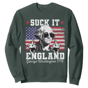 Funny 4th of July George Washington Sweatshirt Suck It England 1776 TS10 Dark Forest Green Print Your Wear