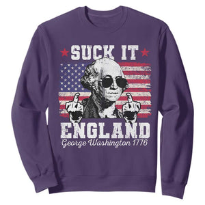 Funny 4th of July George Washington Sweatshirt Suck It England 1776 TS10 Purple Print Your Wear