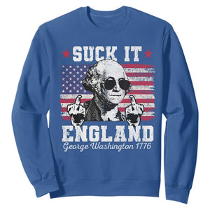 Funny 4th of July George Washington Sweatshirt Suck It England 1776 TS10 Royal Blue Print Your Wear
