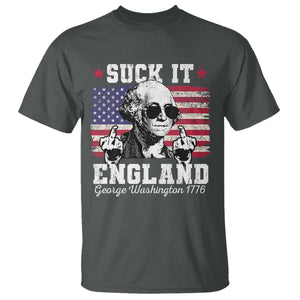 Funny 4th of July George Washington T Shirt Suck It England 1776 TS10 Dark Heather Print Your Wear