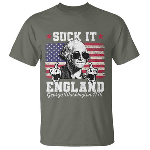 Funny 4th of July George Washington T Shirt Suck It England 1776 TS10 Military Green Print Your Wear