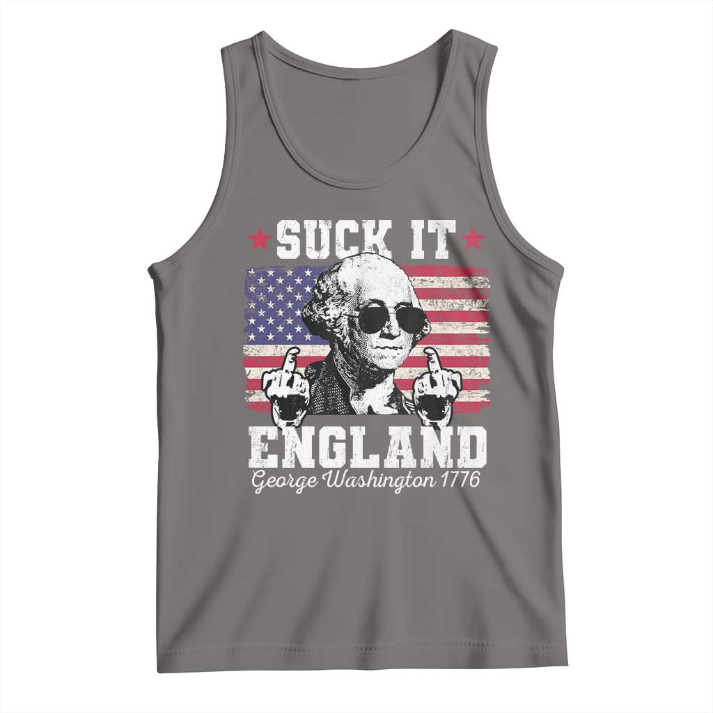 Funny 4th of July George Washington Tank Top Suck It England 1776 TS10 Deep Heather Print Your Wear