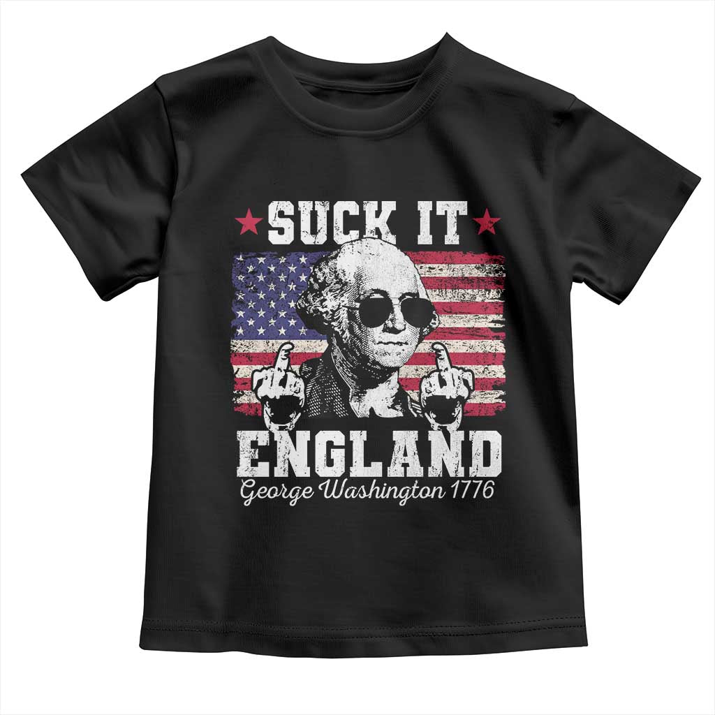 Funny 4th of July George Washington Toddler T Shirt Suck It England 1776 TS10 Black Print Your Wear